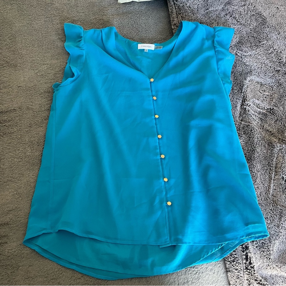 Calvin Klein Turquoise V-Neck Sleeveless Top